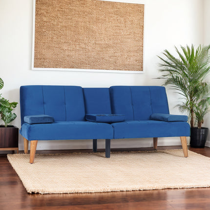 Modern Velvet Upholstered Futon Sofa Bed