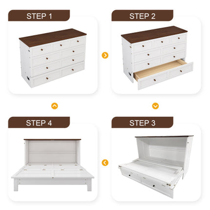 Solid Pine Murphy Bed Chest With Charging Station