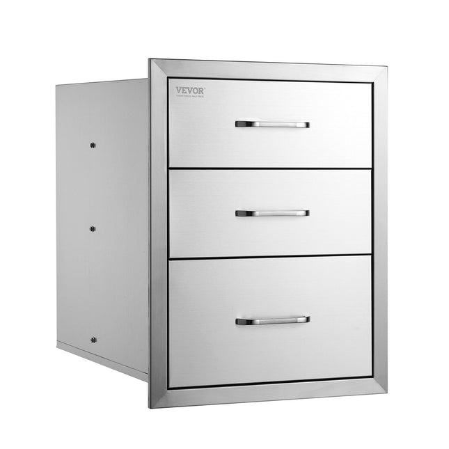 VEVOR 18x20.5 Inch Outdoor Kitchen Stainless Steel Triple Access BBQ Drawers