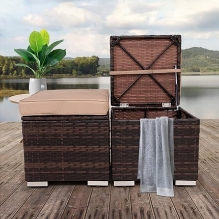 2-Piece Wicker Ottoman Set