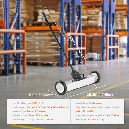 VEVOR 50Lbs Rolling Magnetic Sweeper