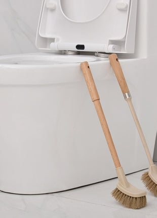 Cepillo de baño con mango de madera para el hogar, herramientas de limpieza para el baño