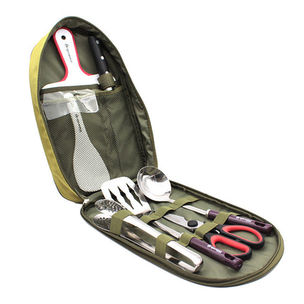 8pcs Camp Kitchen Cooking Utensil Set Travel Organizer Grill