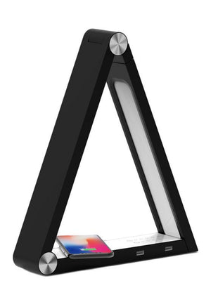 Lámpara de mesa triangular LED con carga inalámbrica, recargable