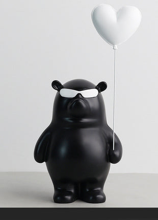 Oso de amor navideño, decoración para sala de estar infantil, manualidades de resina