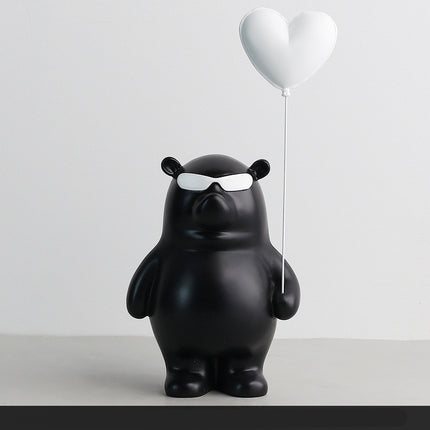 Oso de amor navideño, decoración para sala de estar infantil, manualidades de resina