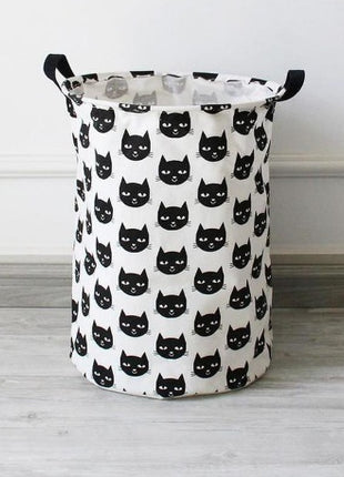 Cesta de ropa sucia con forma de gato en blanco y negro