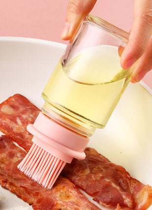 Botella de aceite portátil con cepillo de silicona para barbacoa