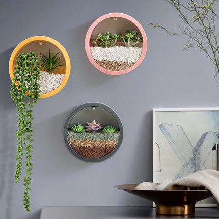Round Iron Wall Vase - Plant Planters Art Glass Vases
