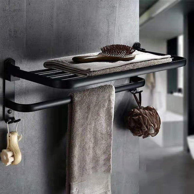 Estante plegable de aluminio para baño con espacio perforado