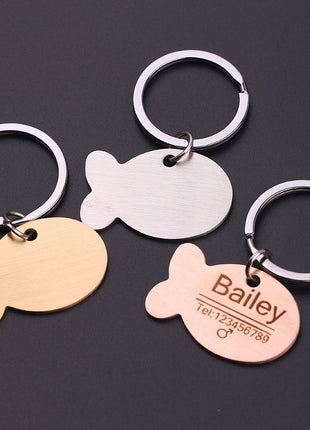 Llavero con etiqueta de identificación personalizada para perro y gato, grabado para mascota