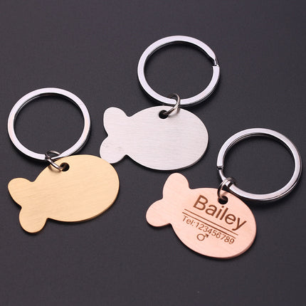 Personalized Cat Dog Pet ID Tag Keychain Engraved Pet