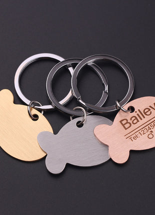 Llavero con etiqueta de identificación personalizada para perro y gato, grabado para mascota
