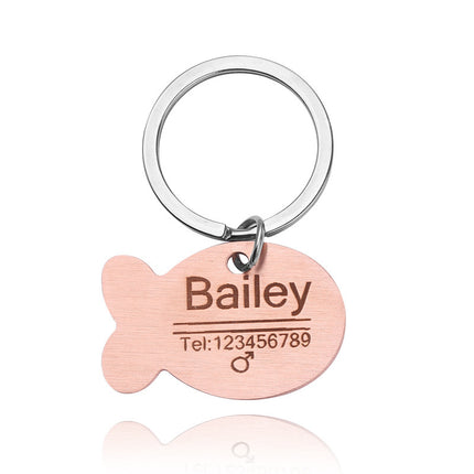 Personalized Cat Dog Pet ID Tag Keychain Engraved Pet