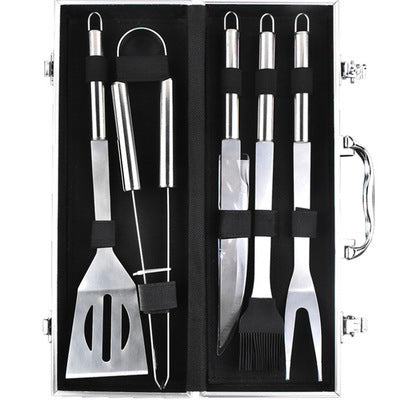 Juego de parrilla de acero inoxidable con caja de aluminio para barbacoa