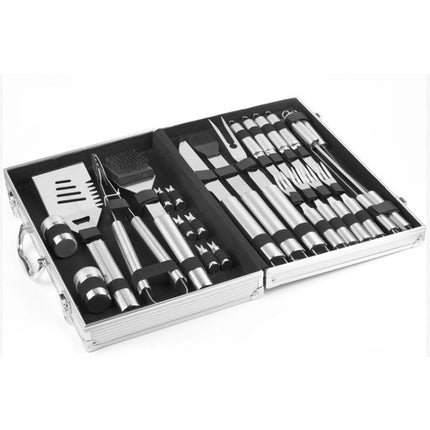 Juego de parrilla de acero inoxidable con caja de aluminio para barbacoa