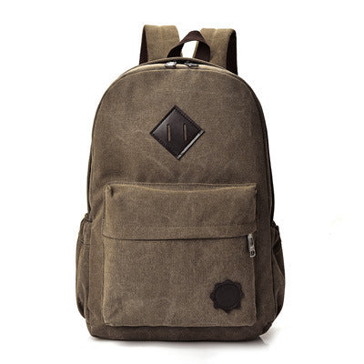 Mochila de lona de tendencia retro estilo universitario, mochila escolar para estudiantes universitarios.