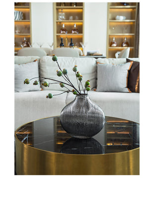 Silver Ribbed Glass Vase