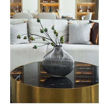 Silver Ribbed Glass Vase