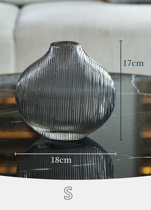 Silver Ribbed Glass Vase