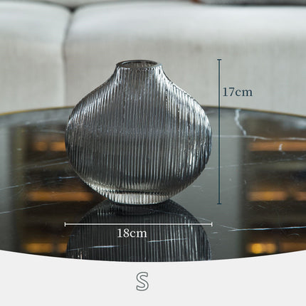 Silver Ribbed Glass Vase