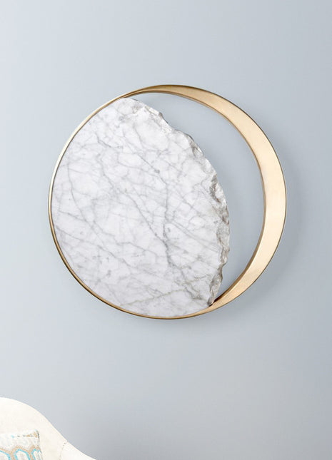 Lámpara de pared LED de mármol para mesita de noche, diseño artístico creativo, aplique de pared Eclipse, iluminación
