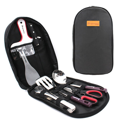 8pcs Camp Kitchen Cooking Utensil Set Travel Organizer Grill