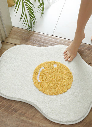 Divertida alfombra de entrada con forma de huevo, para pasillo, baño, cocina