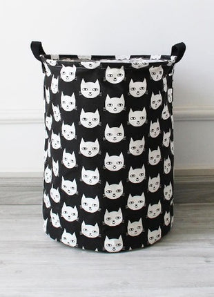 Cesta de ropa sucia con forma de gato en blanco y negro