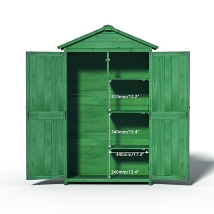Outdoor 35.6x 18.1x 66.15 L Wood Storage Shed, Garden Tool Cabinet