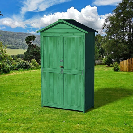 Outdoor 35.6x 18.1x 66.15 L Wood Storage Shed, Garden Tool Cabinet