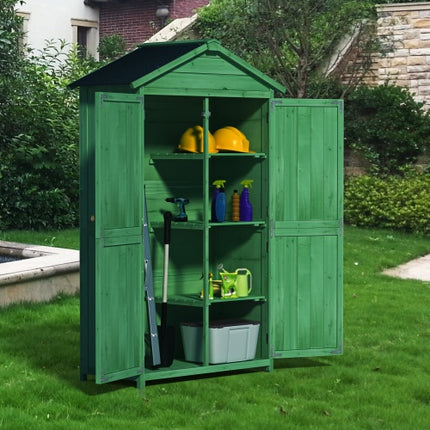 Outdoor 35.6x 18.1x 66.15 L Wood Storage Shed, Garden Tool Cabinet
