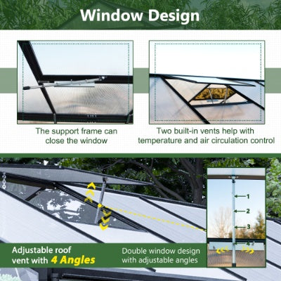 8 X 12'Outdoor Greenhouse, Heavy Duty Polycarbonate Greenhouse