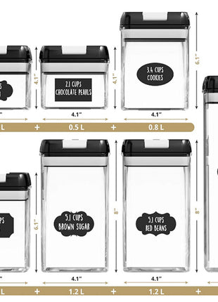 Latas de plástico selladas transparentes para cereales de cocina