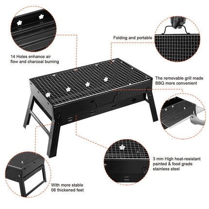 Portable BBQ Grill Foldable Charcoal Grill Camping Garden Outdoor Travel