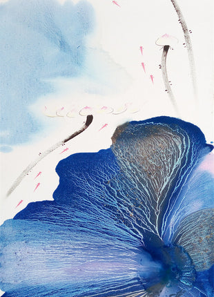 Pintura al óleo sobre lienzo de hoja de loto y flor de ciruelo