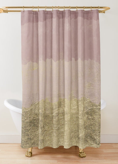Cortina de ducha de tela para baño con degradado de acuarela verde salvia
