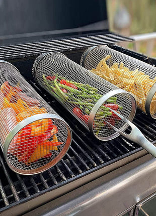 Rolling BBQ Grill Basket
