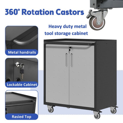 Heavy-Duty Metal Garage Storage Cabinet With Wheels