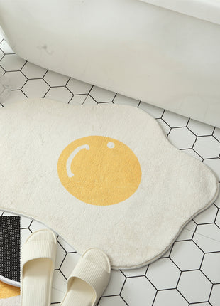 Divertida alfombra de entrada con forma de huevo, para pasillo, baño, cocina