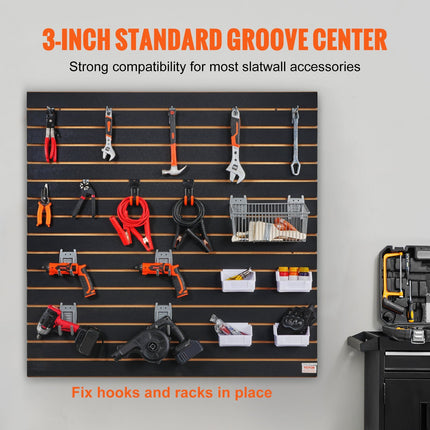 VEVOR Slatwall Panels, 4 Ft X 2 Ft Black Garage Wall Panels