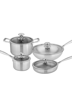 Juego de utensilios de cocina antiadherentes de fondo plano sin revestimiento Instale el juego completo