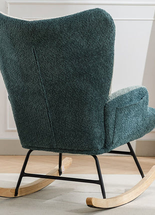 Modern Patchwork Accent Chair With Solid Wood Armrest And Feet