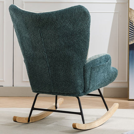 Modern Patchwork Accent Chair With Solid Wood Armrest And Feet
