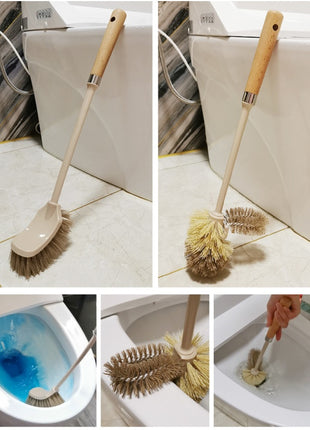 Cepillo de baño con mango de madera para el hogar, herramientas de limpieza para el baño