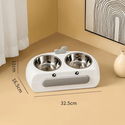 Duck Design Pet Double Bowl Plastic Kitten Dog Food Drinking