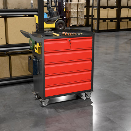 Metal Rolling Tool Box With 5 Drawers And Lock Tool Storage Cabinet