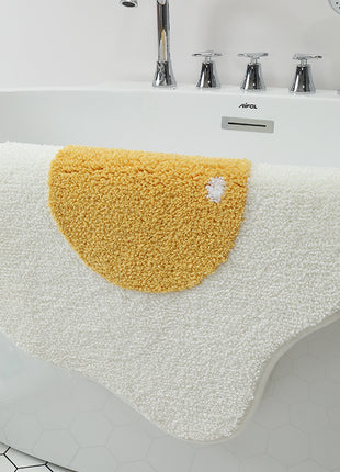 Divertida alfombra de entrada con forma de huevo, para pasillo, baño, cocina