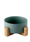 GREEN / Bowl with wooden stand / 21CM