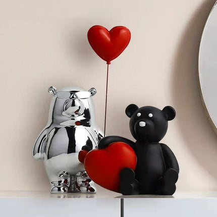Oso de amor navideño, decoración para sala de estar infantil, manualidades de resina